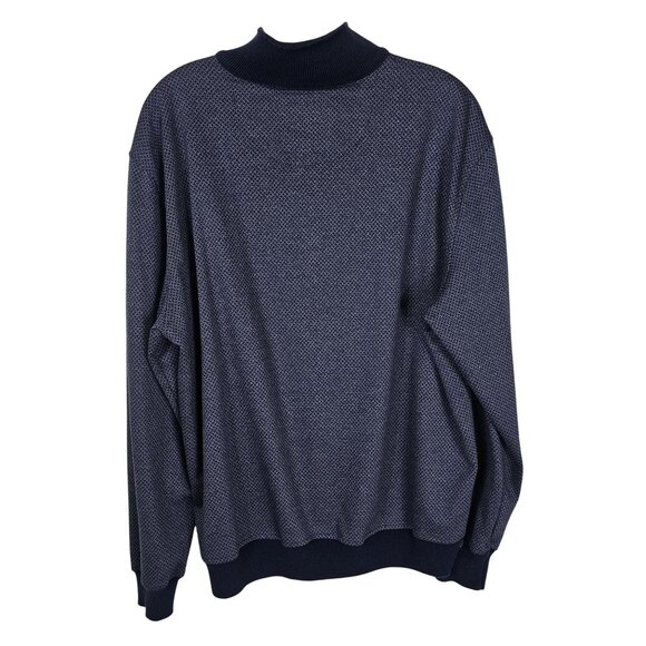 Enzo Tovare Mens 1/4 Zip Pullover Sweater Sz XL Textured Navy Preppy Old Money - Picture 2 of 10